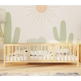 Sheffield - Montessori Playpen Low Bed with Cylindrical Railings and Gate