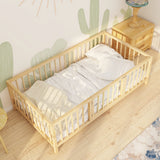 Sheffield - Montessori Playpen Low Bed with Cylindrical Railings and Gate