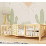 Sheffield - Montessori Playpen Low Bed with Cylindrical Railings and Gate