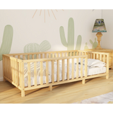 Rosewood - Montessori Playpen Low Bed with Railings