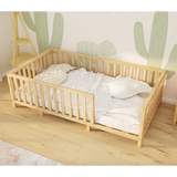 Rosewood - Montessori Playpen Low Bed with Railings