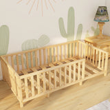 Rosewood - Montessori Playpen Low Bed with Railings