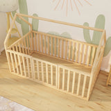 Middleton - Montessori House-Shaped Floor Bed with High Railings and Gate