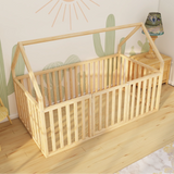 Middleton - Montessori House-Shaped Floor Bed with High Railings and Gate