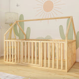 Middleton - Montessori House-Shaped Floor Bed with High Railings and Gate