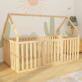 Middleton - Montessori House-Shaped Floor Bed with High Railings and Gate