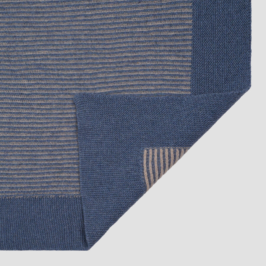 Pappini Knitted Throw – Stone Blue Stripes - Image 3