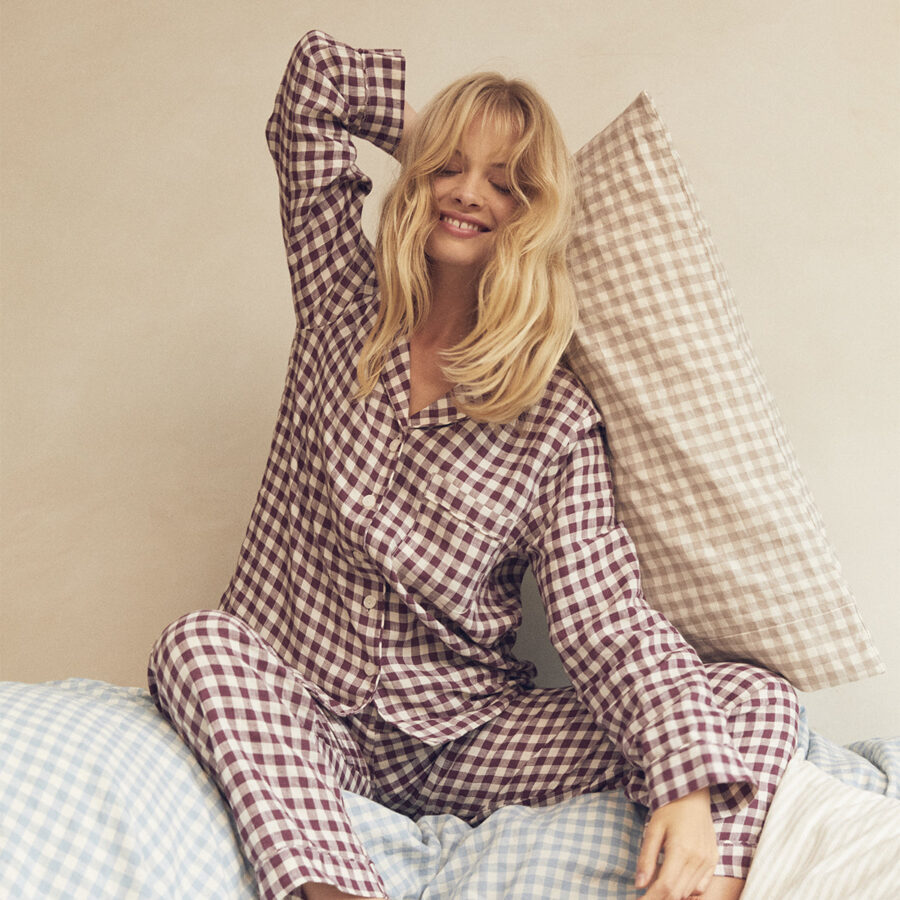 Pappini Gingham Pyjama Trousers Set – Berry - Image 2