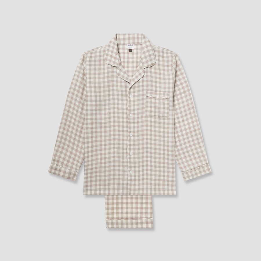 Pappini Gingham Pyjama Trousers Set – Mushroom