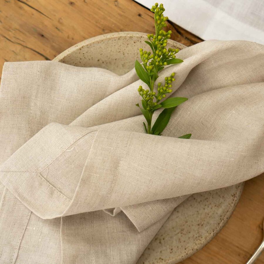 Pappini Linen Napkins Set of 4 – Oatmeal 100% Linen - Image 2
