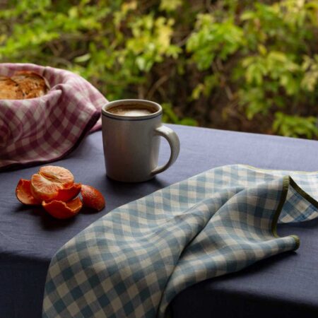 Pappini Linen Napkins Set of 4 – Warm Blue Gingham 100% Linen