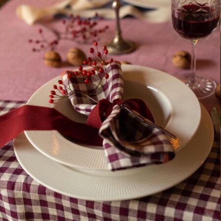 Pappini Linen Napkins Set of 4 – Berry Gingham 100% Linen