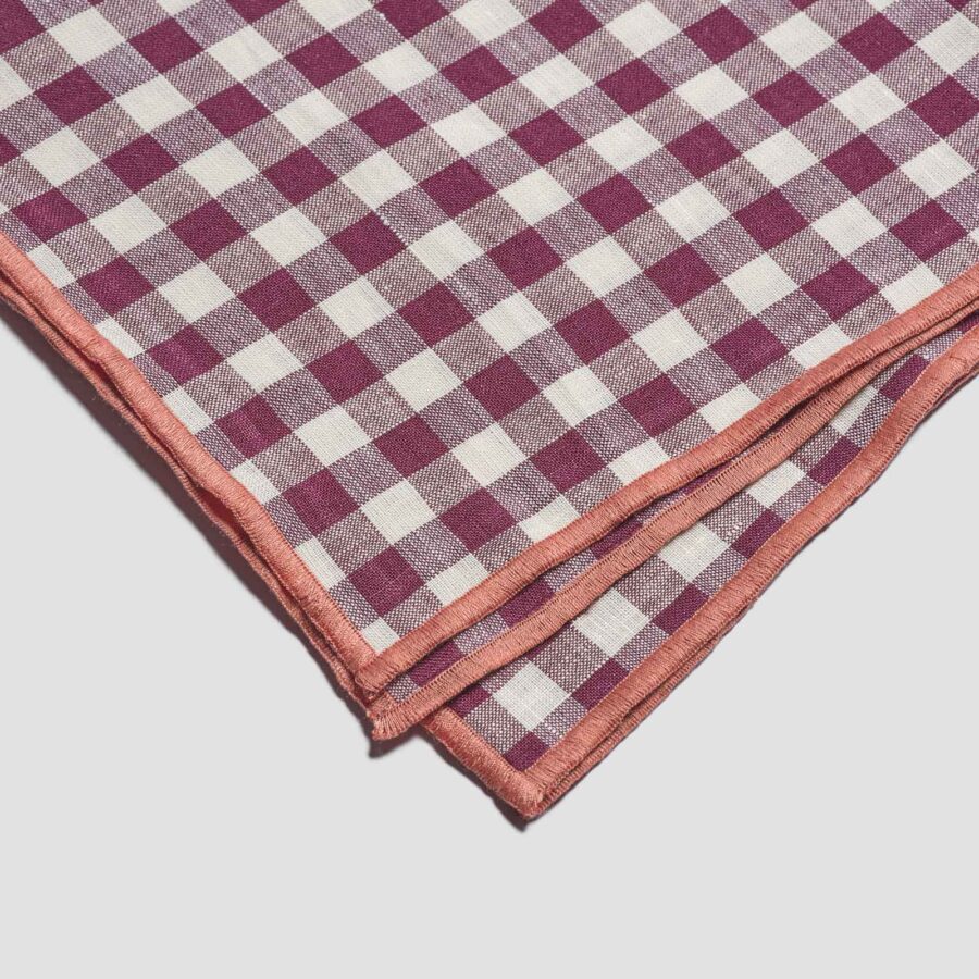Pappini Linen Table Runner – Berry Gingham 100% Linen - Image 2