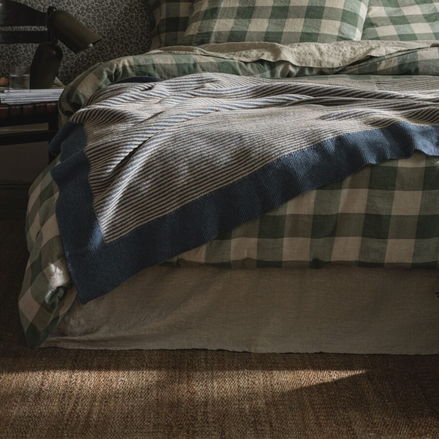 Pappini Knitted Throw – Stone Blue Stripes - Image 2