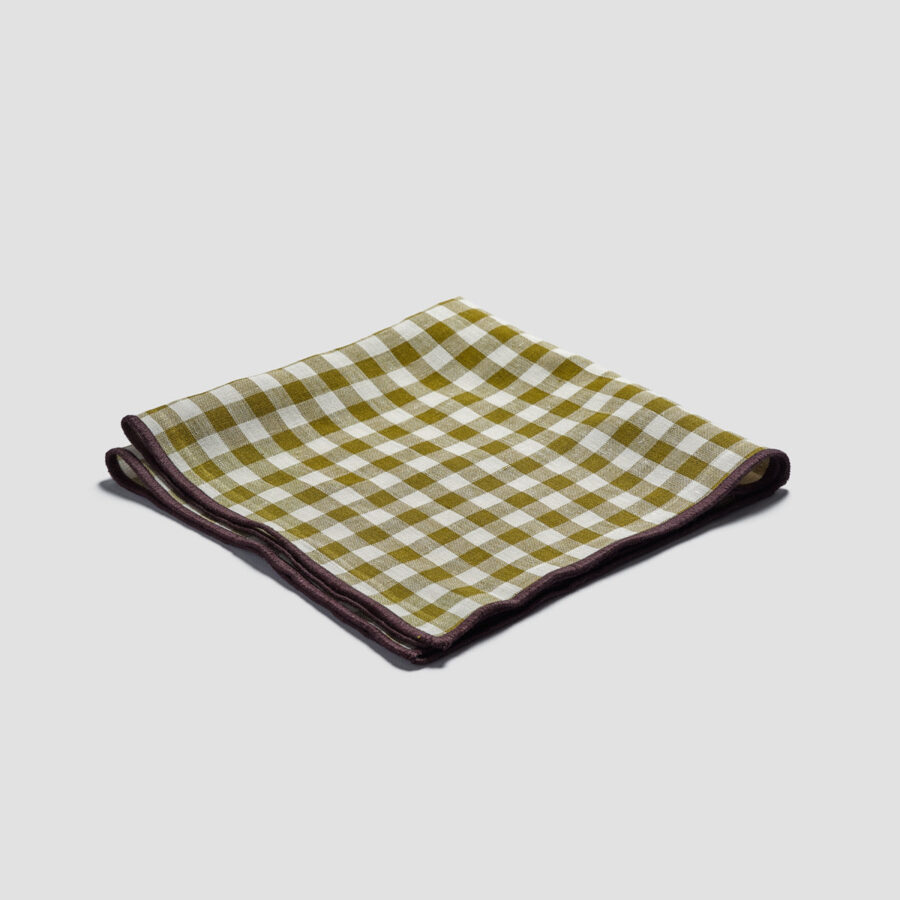 Pappini Linen Napkins Set of 4 – Botanical Green Gingham 100% Linen - Image 2