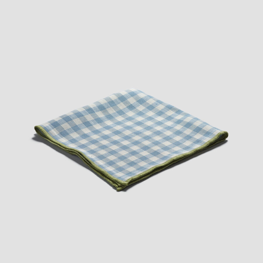 Pappini Linen Napkins Set of 4 – Warm Blue Gingham 100% Linen - Image 2