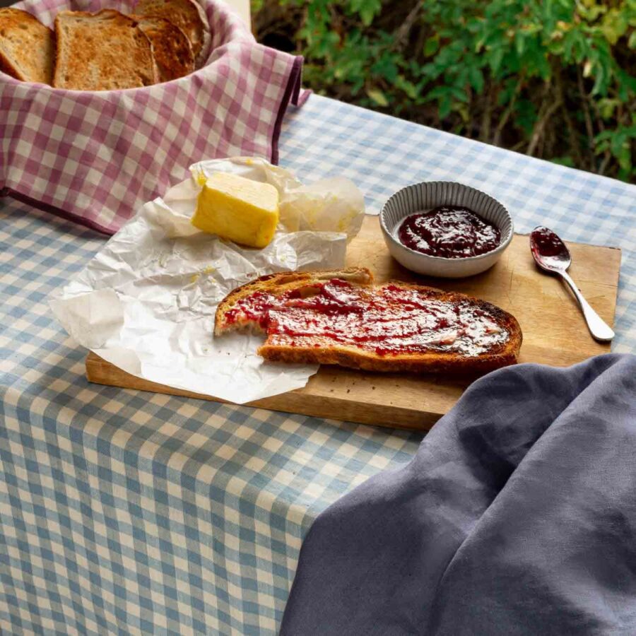 Pappini Linen Tablecloth – Warm Blue Gingham 100% Linen - Image 4