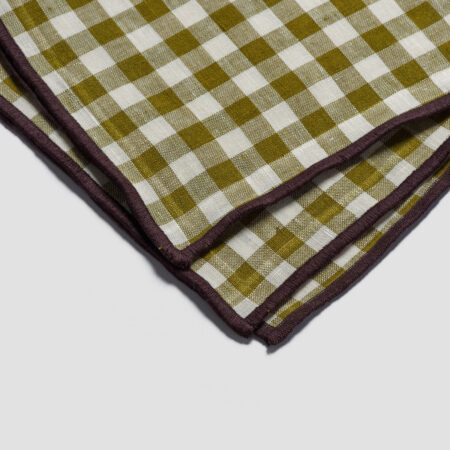 Pappini Linen Napkins Set of 4 – Botanical Green Gingham 100% Linen