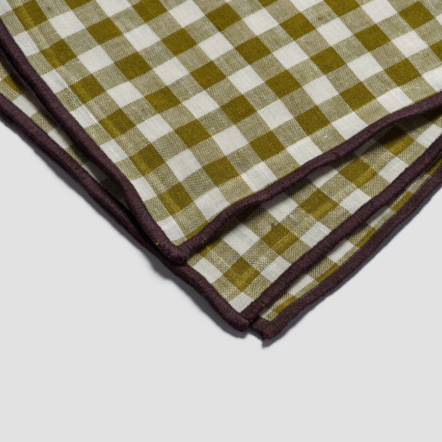 Pappini Linen Table Runner – Botanical Green Gingham 100% Linen - Image 3