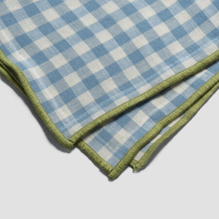 Pappini Linen Tablecloth – Warm Blue Gingham 100% Linen