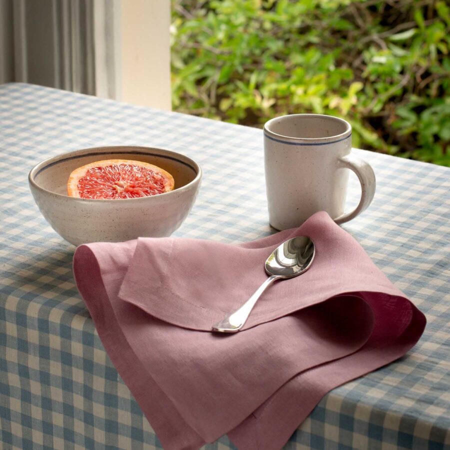 Pappini Linen Tablecloth – Warm Blue Gingham 100% Linen - Image 3