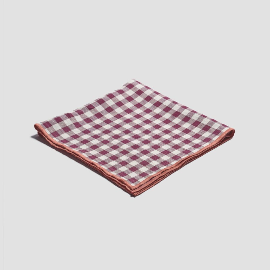 Pappini Linen Napkins Set of 4 – Berry Gingham 100% Linen - Image 2