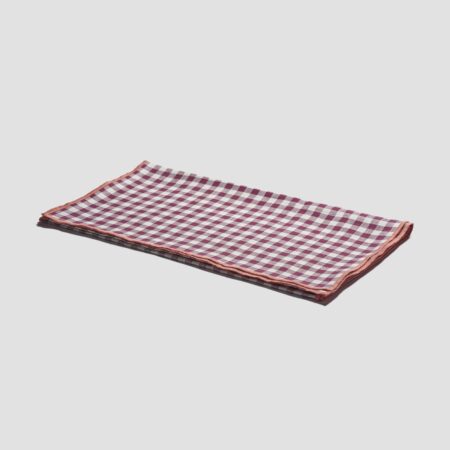 Pappini Linen Table Runner – Berry Gingham 100% Linen