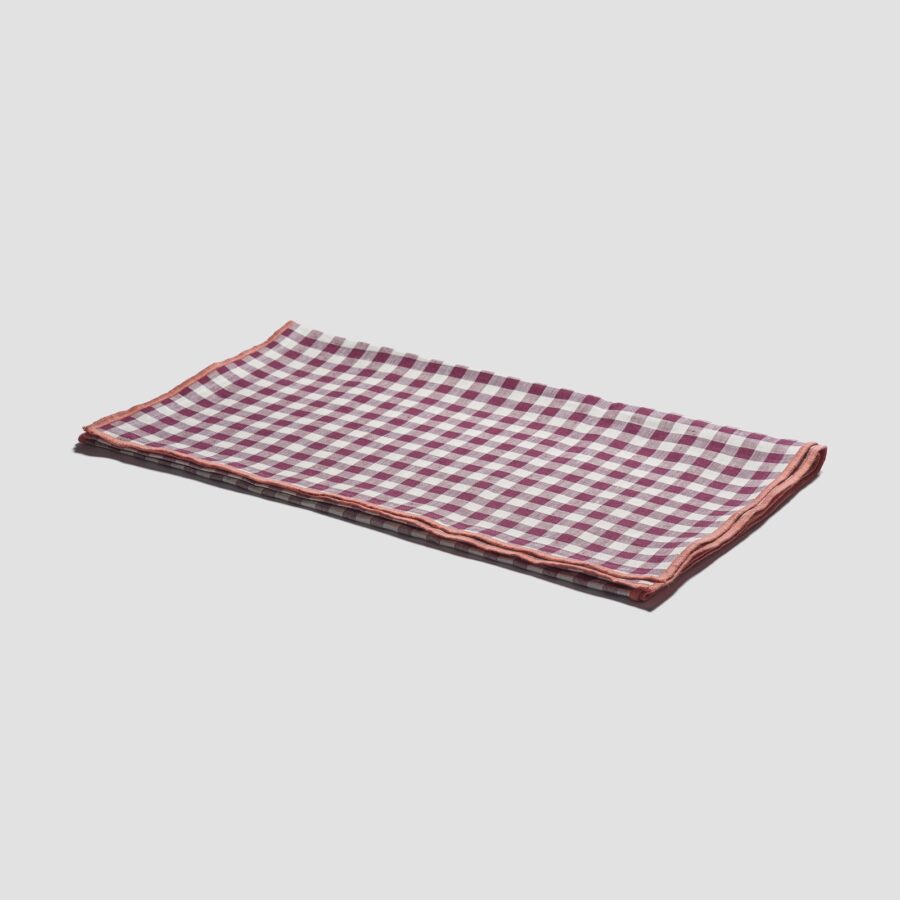 Pappini Linen Table Runner – Berry Gingham 100% Linen